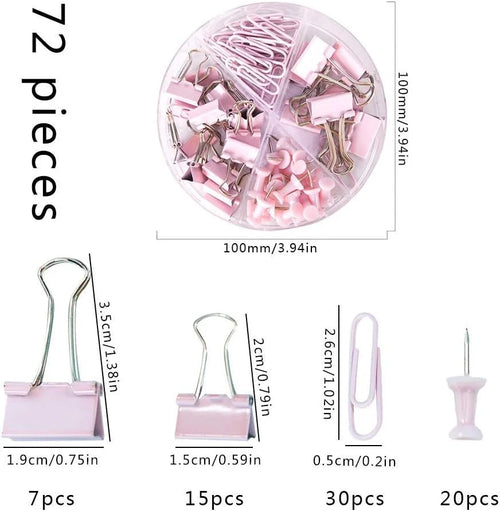 Aesthetic Rose Gold & Pink Paper Clip Organizer Set